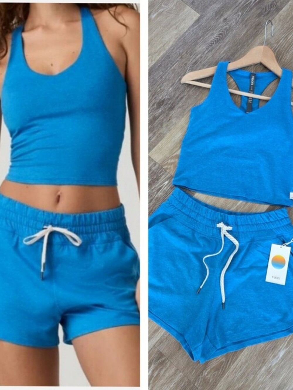 Vuori Halo 2.0 Regatta Blue Racerback Tank Drawstring Shorts Set NWT PRICE FIRM